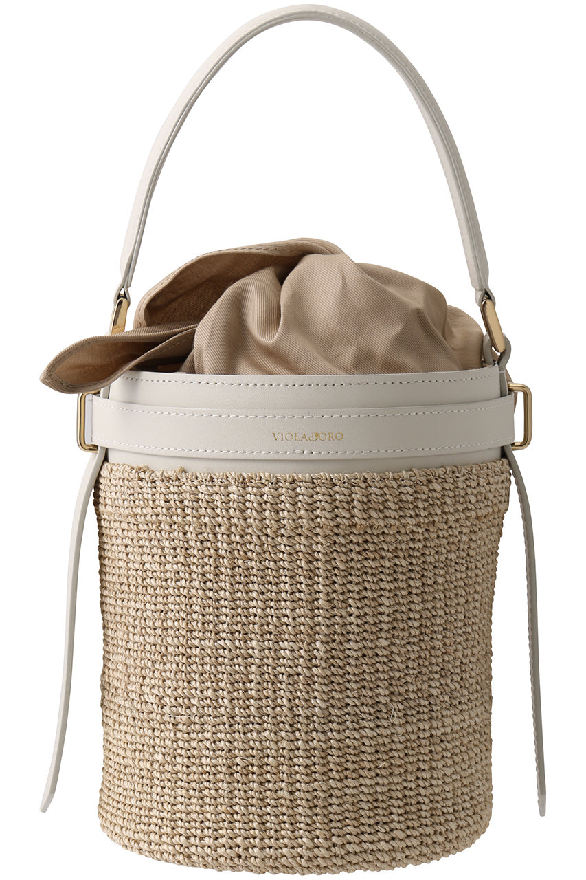 VIOLAd'ORO MIRO アバカバケツバッグ (ナチュラル×オフホワイト, F) ヴィオラドーロ ELLE SHOP VIOLAd'ORO MIRO アバカバケツバッグ (ナチュラル×オフホワイト, F) ヴィオラドーロ ELLE SHOP