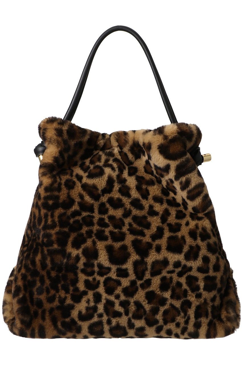 VIOLAd'ORO ELMO レッキス調フェイクファーショルダートート (レオパードベージュ, F) ヴィオラドーロ ELLE SHOP VIOLAd'ORO ELMO レッキス調フェイクファーショルダートート (レオパードベージュ, F) ヴィオラドーロ ELLE SHOP