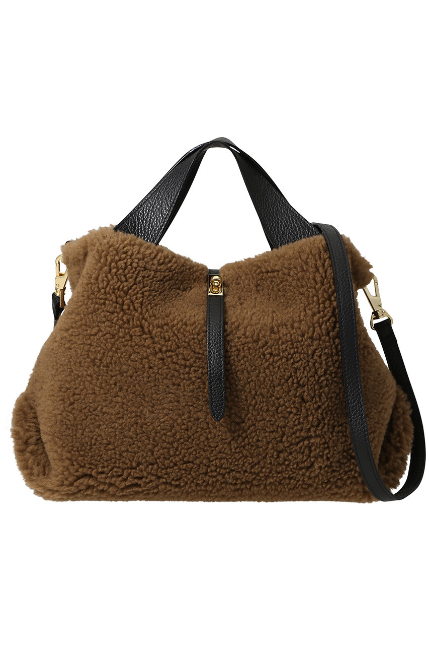 VIOLAd'ORO ELMO フェイクムートン2wayハンドバッグ (ブラウン, F) ヴィオラドーロ ELLE SHOP VIOLAd'ORO ELMO フェイクムートン2wayハンドバッグ (ブラウン, F) ヴィオラドーロ ELLE SHOP