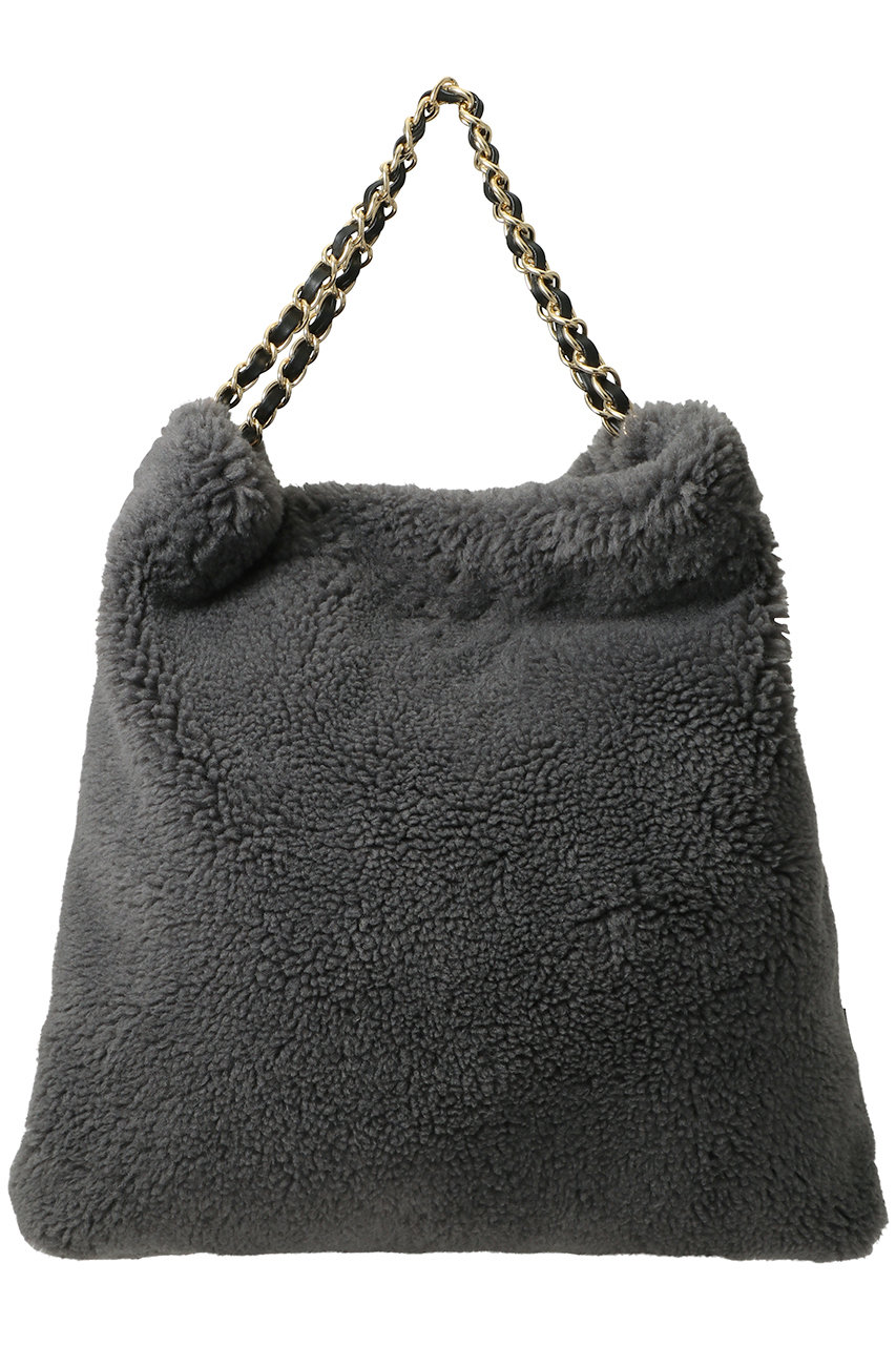 VIOLAd'ORO ELMO フェイクムートンチェーンショルダートート L (ダークグレー, F) ヴィオラドーロ ELLE SHOP VIOLAd'ORO ELMO フェイクムートンチェーンショルダートート L (ダークグレー, F) ヴィオラドーロ ELLE SHOP