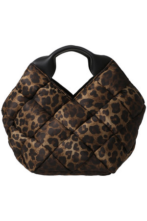 ELMO レオパード柄ナイロンメッシュハンドバッグ