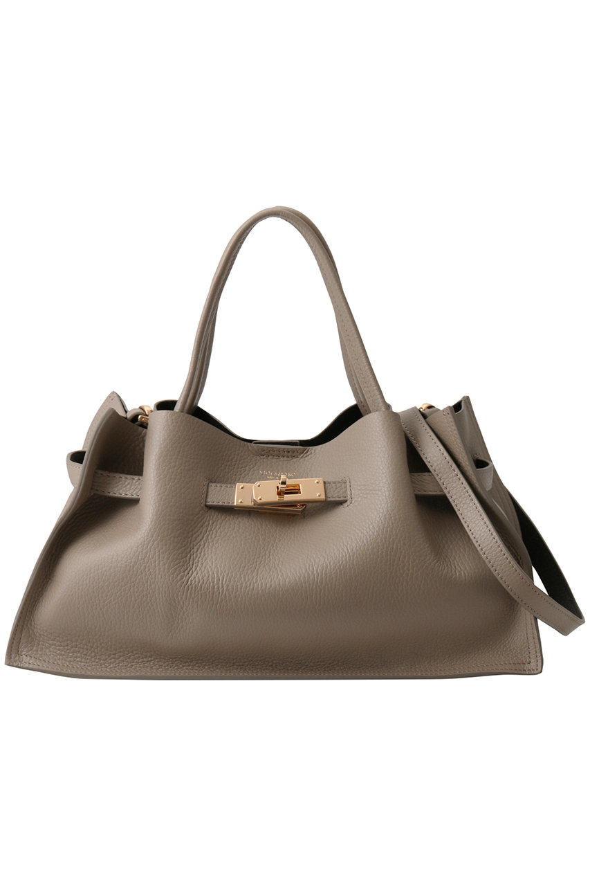 VIOLAd'ORO TRERO ダブルフェイスレザー横型トートバッグ (ライトトープ×ブラック, F) ヴィオラドーロ ELLE SHOP