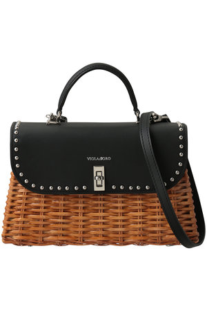 ヴィオラドーロ/VIOLAd'OROのMIRO スタッズ付きラタンコンビ2wayハンドバッグ(120500/120501)