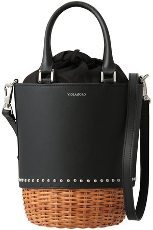 ヴィオラドーロ/VIOLAd'OROのMIRO スタッズ付きラタンコンビ2wayバケツバッグ(120500/120501)