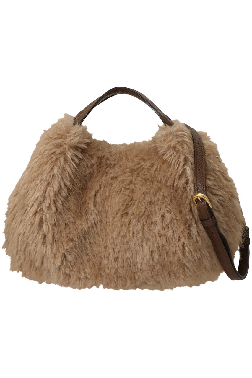 VIOLAd'ORO ELMO フェイクカシミヤファー2wayハンドバッグ (ベージュ, F) ヴィオラドーロ ELLE SHOP