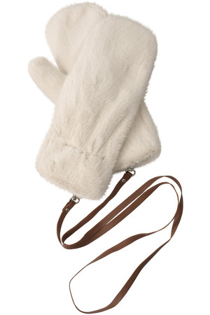 ストラップ付きフェイクファーミトン