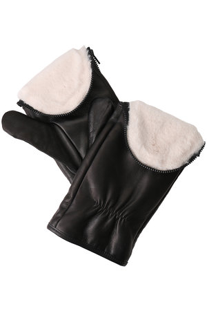 アルポ/ALPOのレザー×フェイクファー2wayミトン