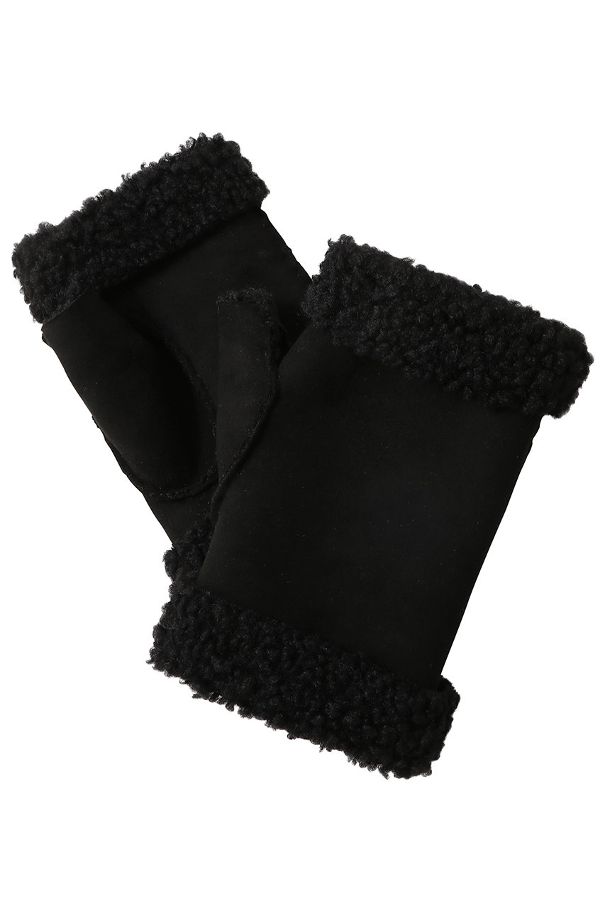 ALPO ムートン指ぬきグローブ ALPO(アルポ)｜フェイクムートンフィンガーレスグローブ/ブラック の
