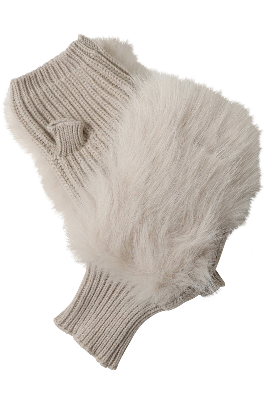 アルポ/ALPOのフェイクファー×ニットフィンガーレスグローブ(ベージュ×ナチュラル/863/MC)