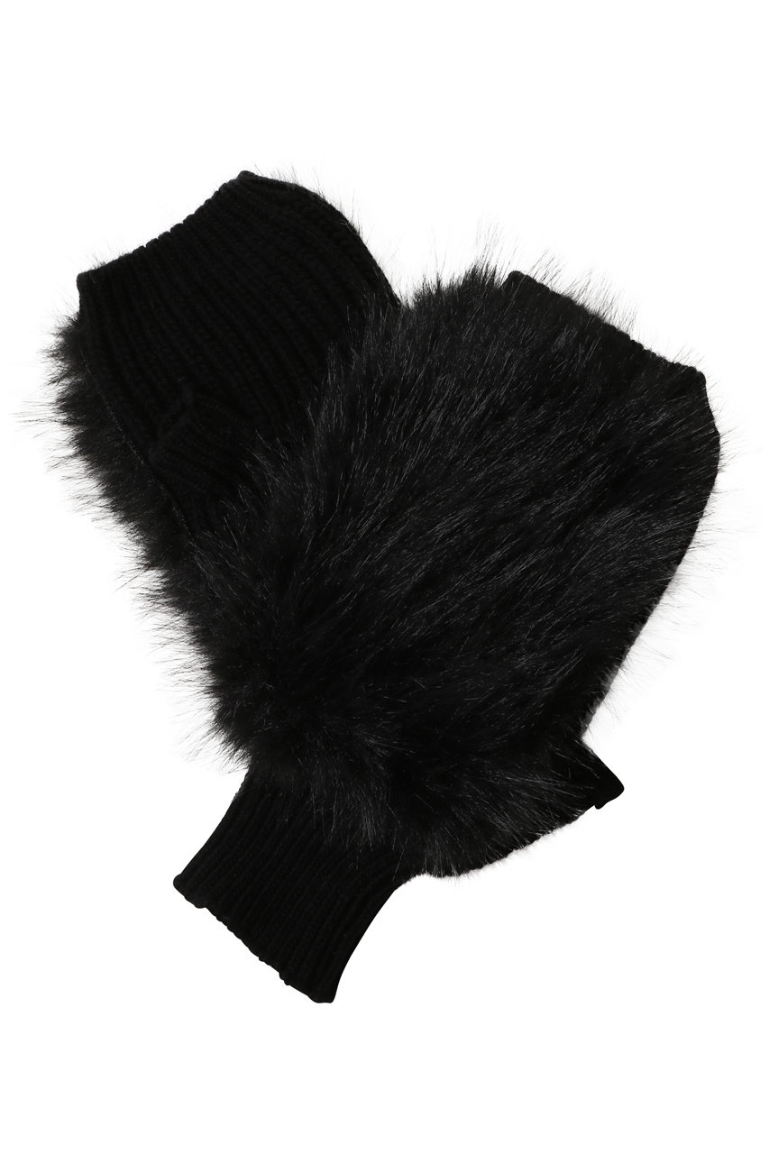 アルポ/ALPOのフェイクファー×ニットフィンガーレスグローブ(ブラック/863/MC)