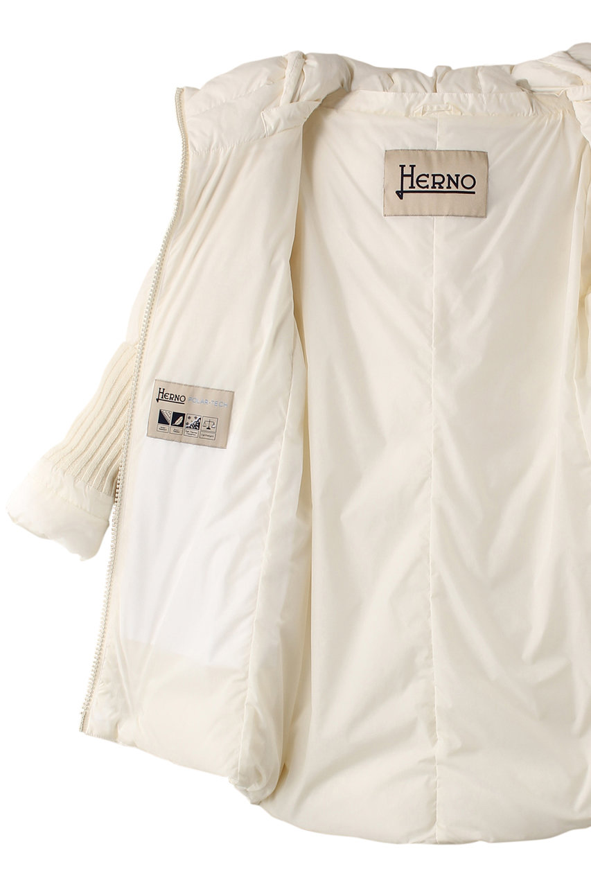 HERNO(ヘルノ)｜ナイロンダウン フーディーコート/ホワイト の