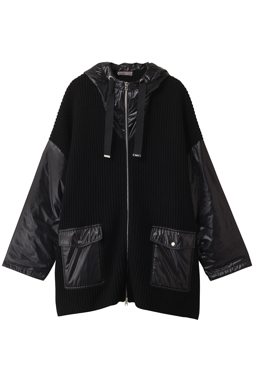 ウールリブニット フーディーブルゾン