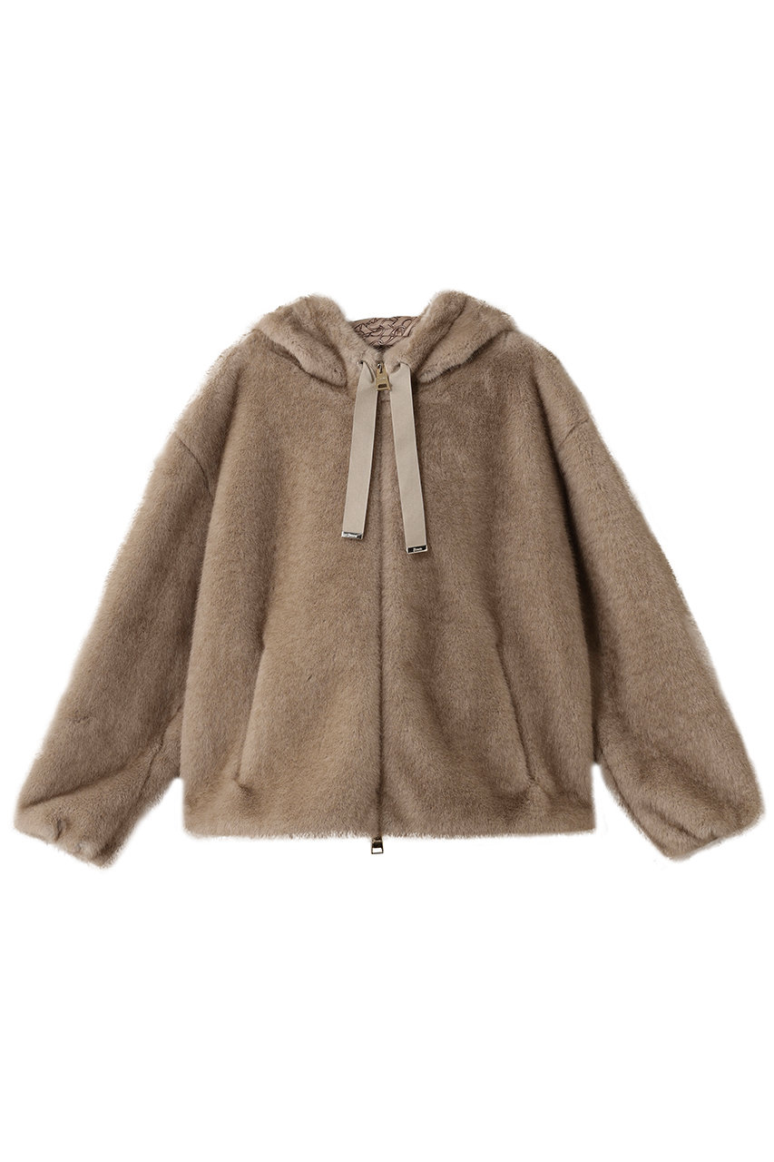 HERNO フェイクファー ブルゾン (ベージュ, 40) ヘルノ ELLE SHOP