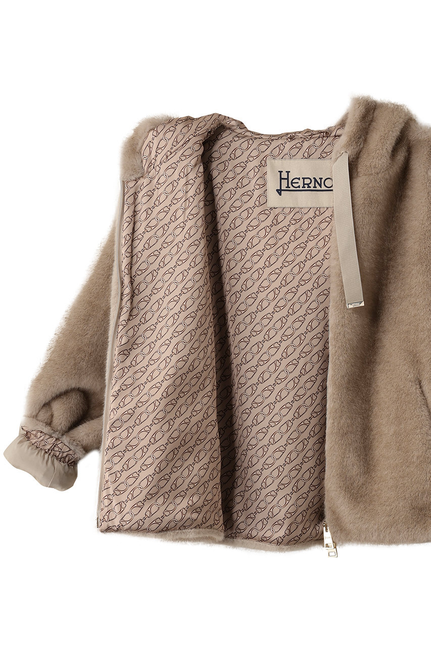 HERNO(ヘルノ)｜フェイクファー ブルゾン/ベージュ の通販｜ELLESHOP