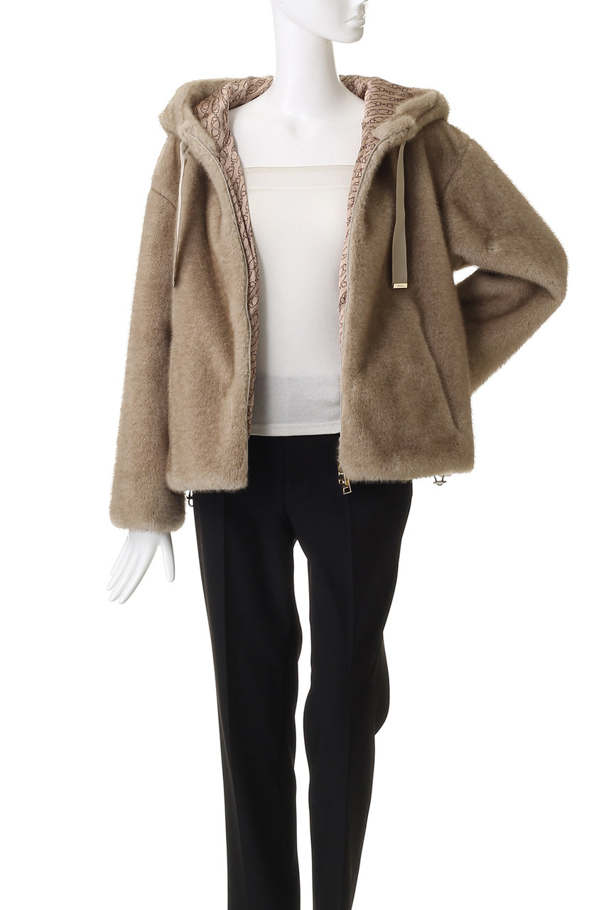 HERNO ヘルノ 38 ファージャケット ベージュ HERNO(ヘルノ)｜フェイクファー ブルゾン/ベージュ の通販｜ELLESHOP