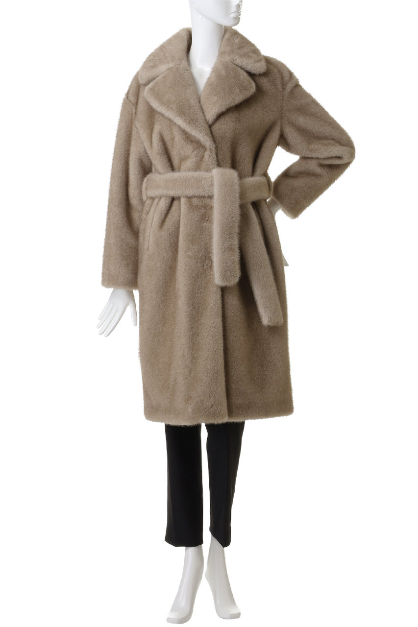 HERNO(ヘルノ)｜フェイクファー ロングコート/ベージュ の通販