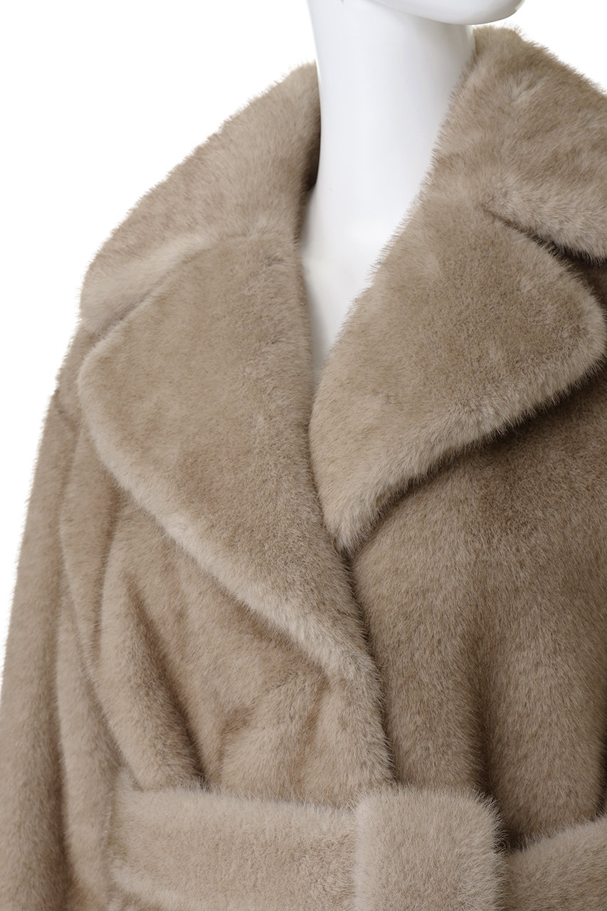 HERNO(ヘルノ)｜フェイクファー ロングコート/ベージュ の通販