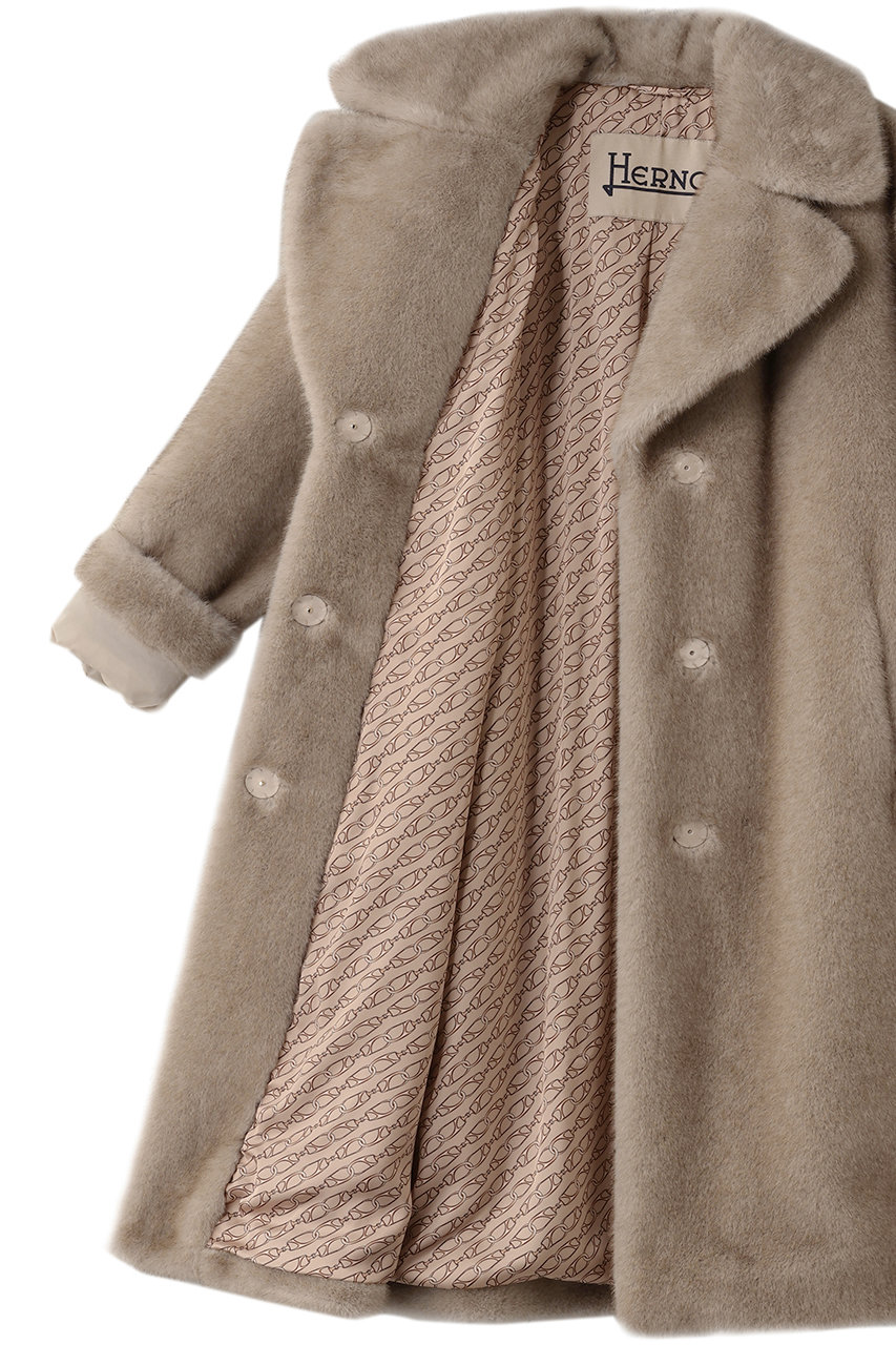 HERNO(ヘルノ)｜フェイクファー ロングコート/ベージュ の通販