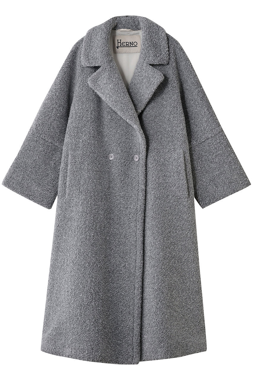 HERNO ボアロングコート (グレー, 42) ヘルノ ELLE SHOP