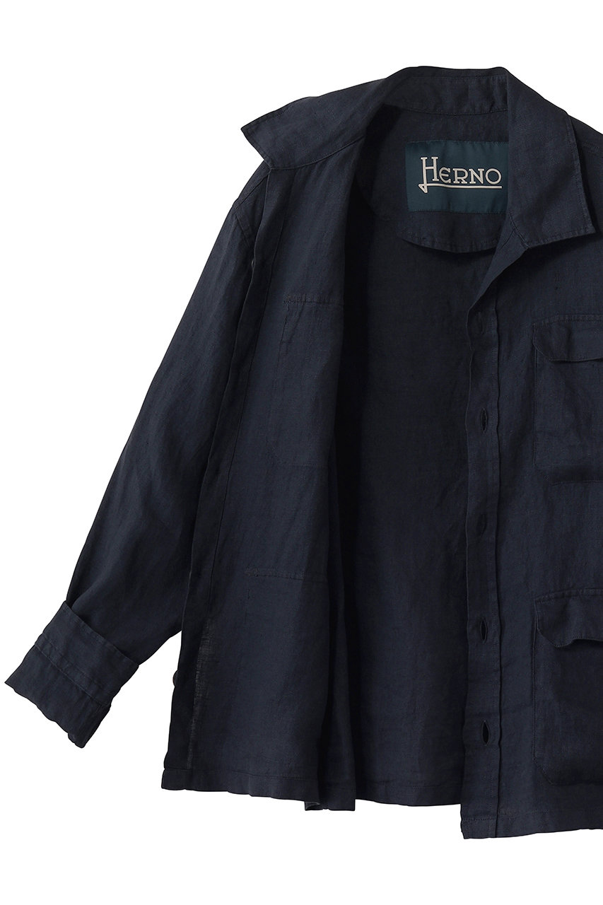 HERNO(ヘルノ)｜【MEN】リネンシャツジャケット/ネイビー の通販