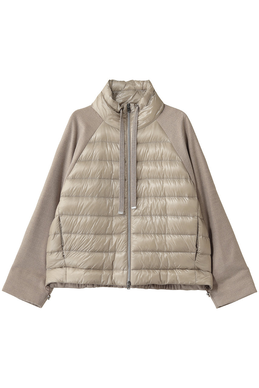 HERNO はっ水NYLON ULTRA LIGHT フランネル コンビ ダウンブルゾン (アイボリ-, 40) ヘルノ ELLE SHOP