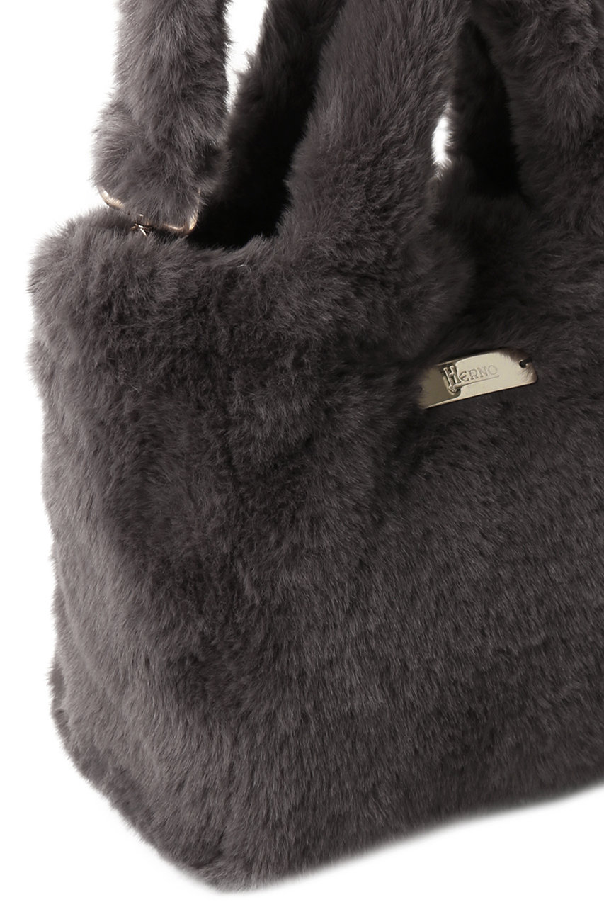 HERNO(ヘルノ)｜フェイクファー 2WAY ショルダーバッグ/ベージュ の