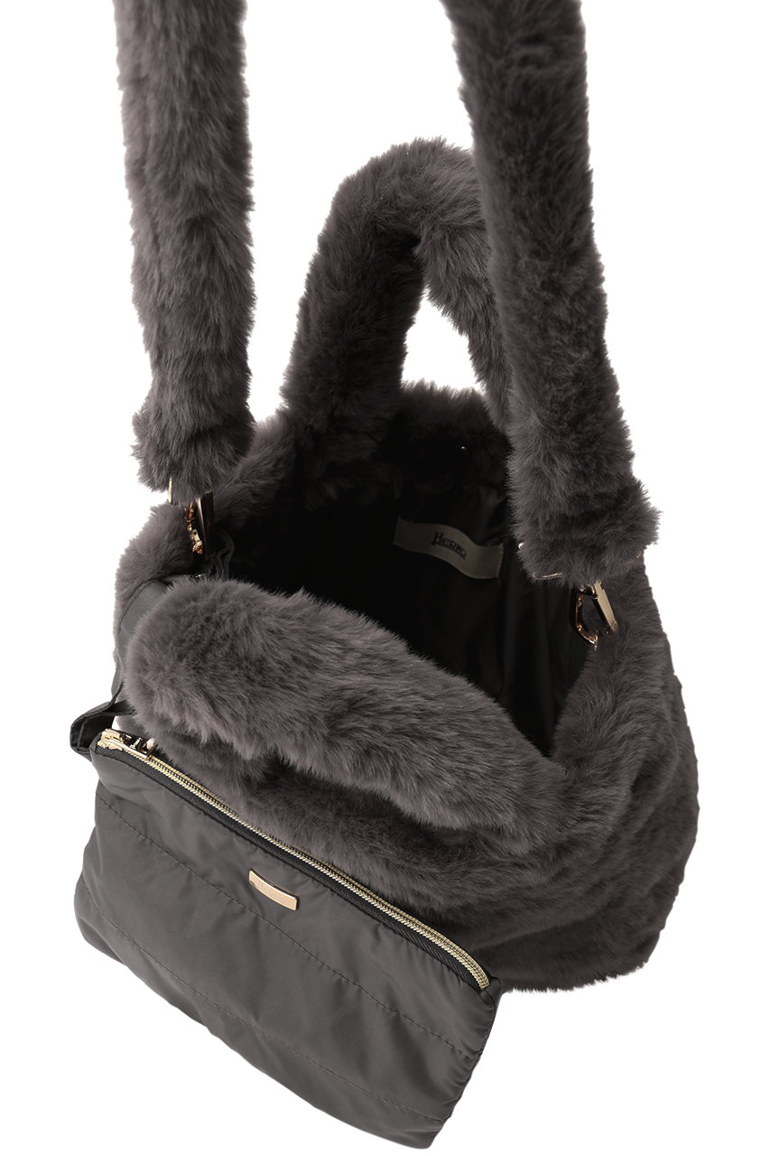 HERNO(ヘルノ)｜フェイクファー 2WAY ショルダーバッグ/ベージュ の