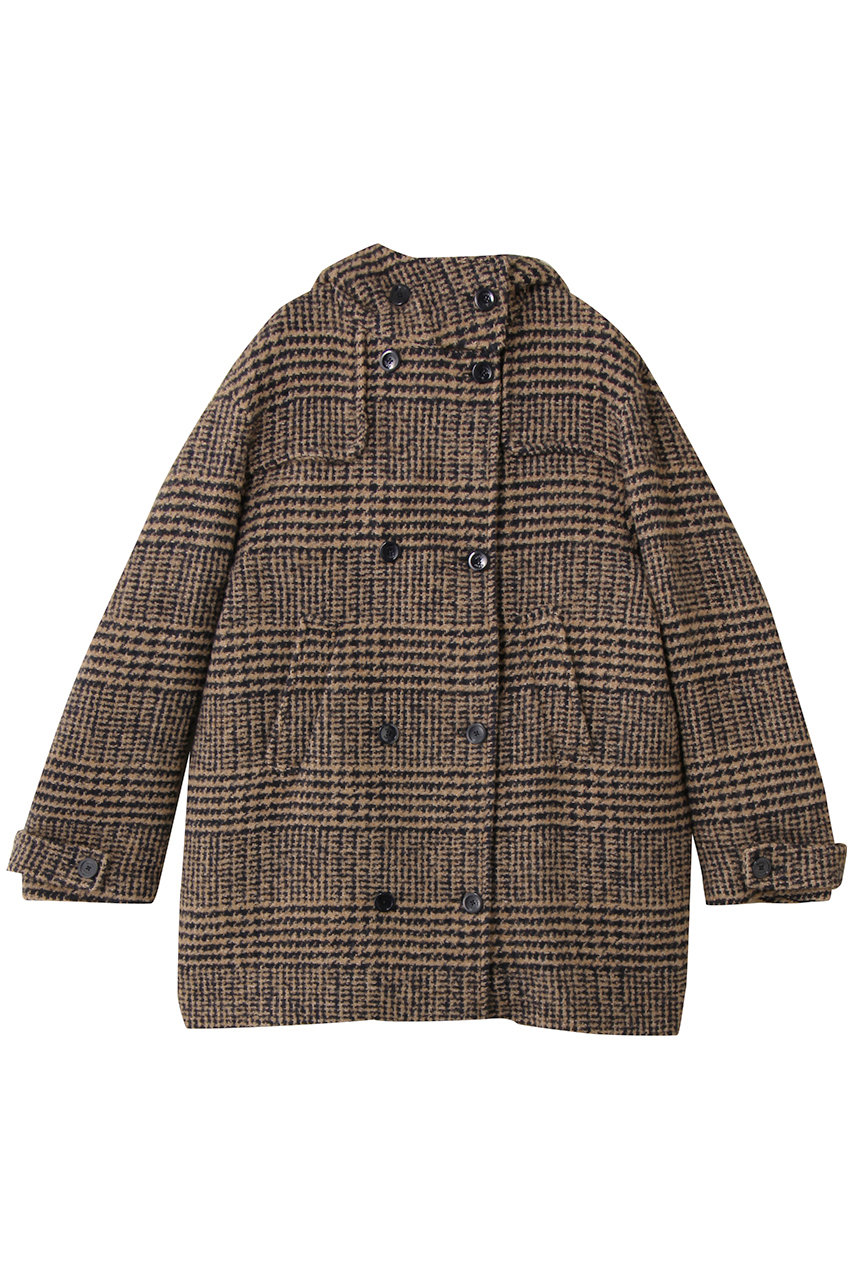 HERNO チェック中綿コンビフーディーショートコート (チェック, 38) ヘルノ ELLE SHOP