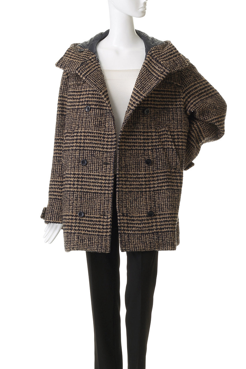 HERNO(ヘルノ)｜チェック中綿コンビフーディーショートコート