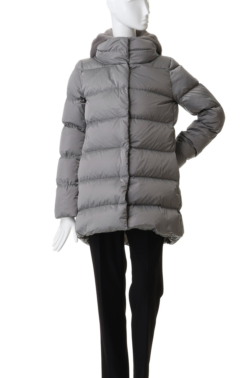 HERNO(ヘルノ)｜フェイクファーコンビダウンコート/ホワイト の通販