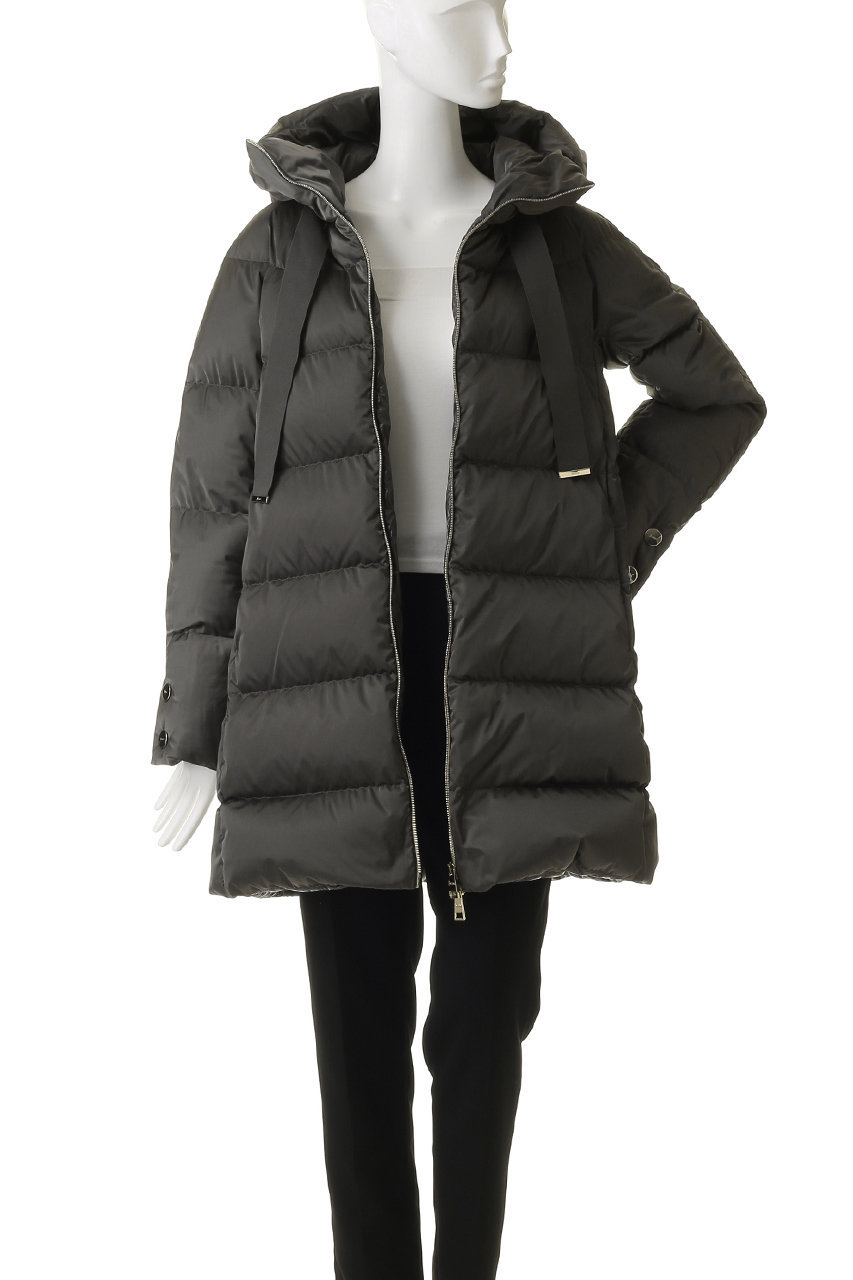 HERNO(ヘルノ)｜はっ水ポリエステルダウンフーディーコート/ブラック