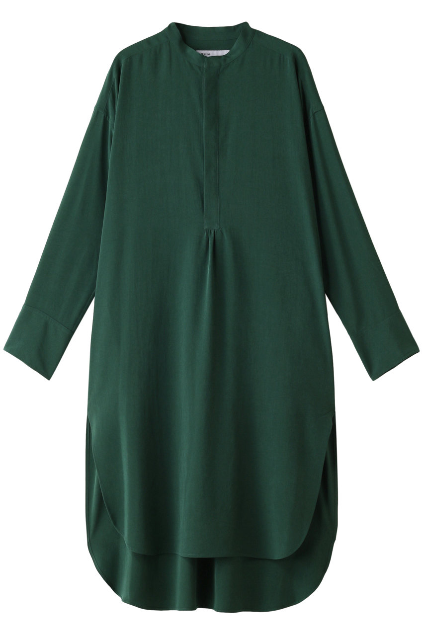 SALE 【50%OFF】 08sircus 08サーカス ビンテージクレープバンドカラーロングシャツドレス グリーン