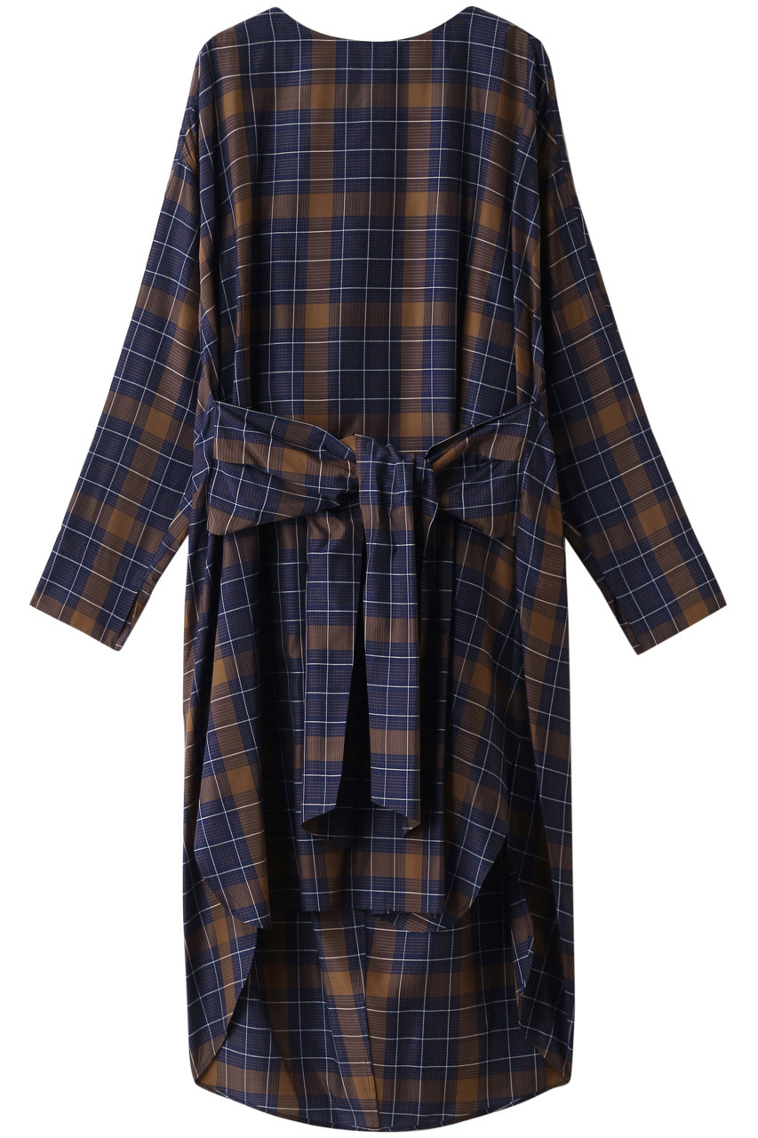 SALE 【60%OFF】 08sircus 08サーカス チェックバックカットドレス ネイビー