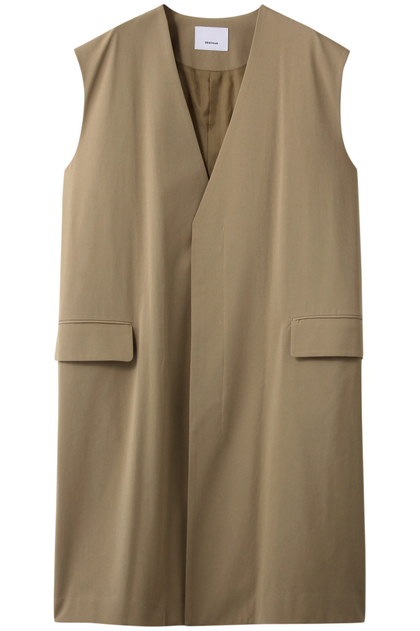 SALE 【50%OFF】 08sircus 08サーカス コットンハイカウントギャバジンノースリーブコート ベージュ