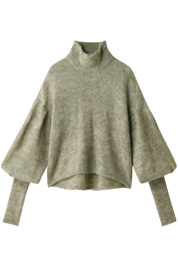 08sircus 08サーカス モヘアグリッターヤーンショートニット ライムベージュ