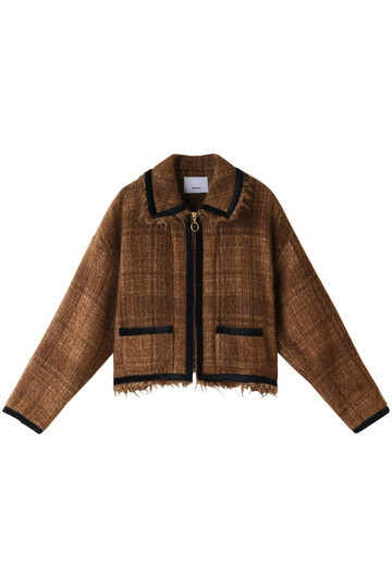SALE 【50%OFF】 08sircus 08サーカス アルパカブレンドチェックジップジャケット キャメルブラウン