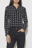 SLIM SIGNATURE ドットプリント シルクシャツ