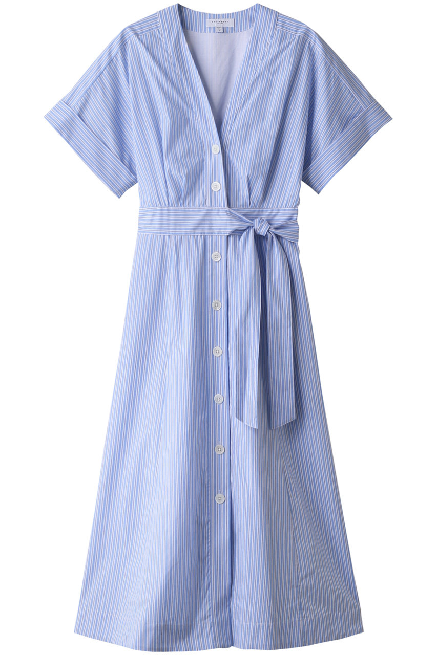 EQUIPMENT(エキップモン)｜CALYER Vネックシャツドレス/ブルー