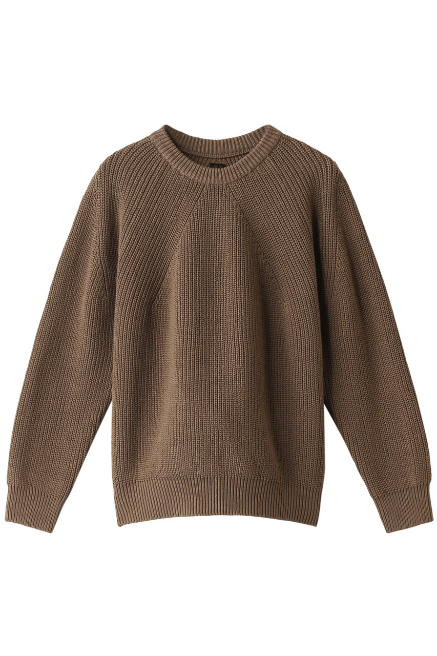 SALE 【30%OFF】 BATONER バトナー シグニチャークルーネックニットプルオーバー ライトブラウン