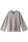 ハイカウントコットン シルク混リブVネックプルオーバー