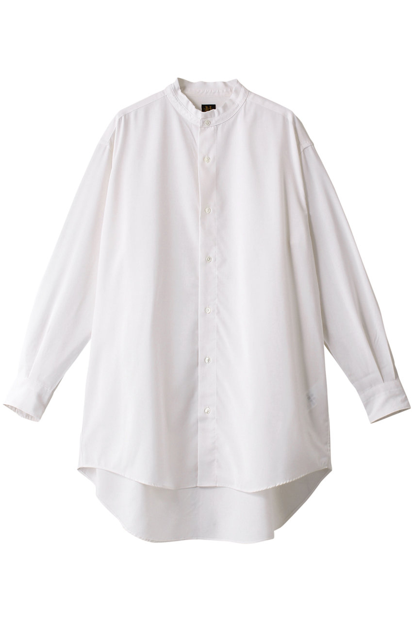 ＜ELLE SHOP＞ BATONER ウールバンドカラービッグシャツ (ホワイト 2) バトナー ELLE SHOP