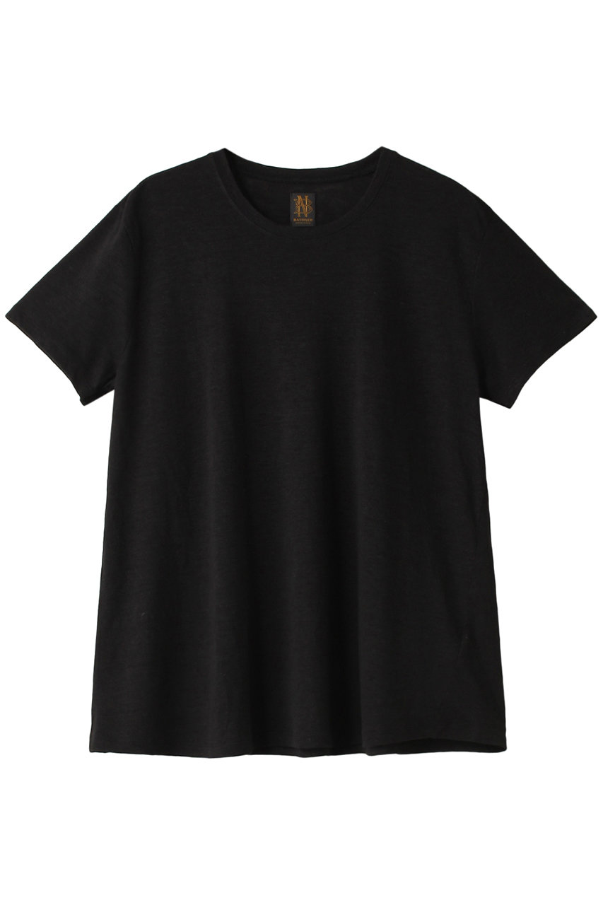 BATONER ウォッシュドリネンAラインTシャツ (ブラック, 1) バトナー ELLE SHOP