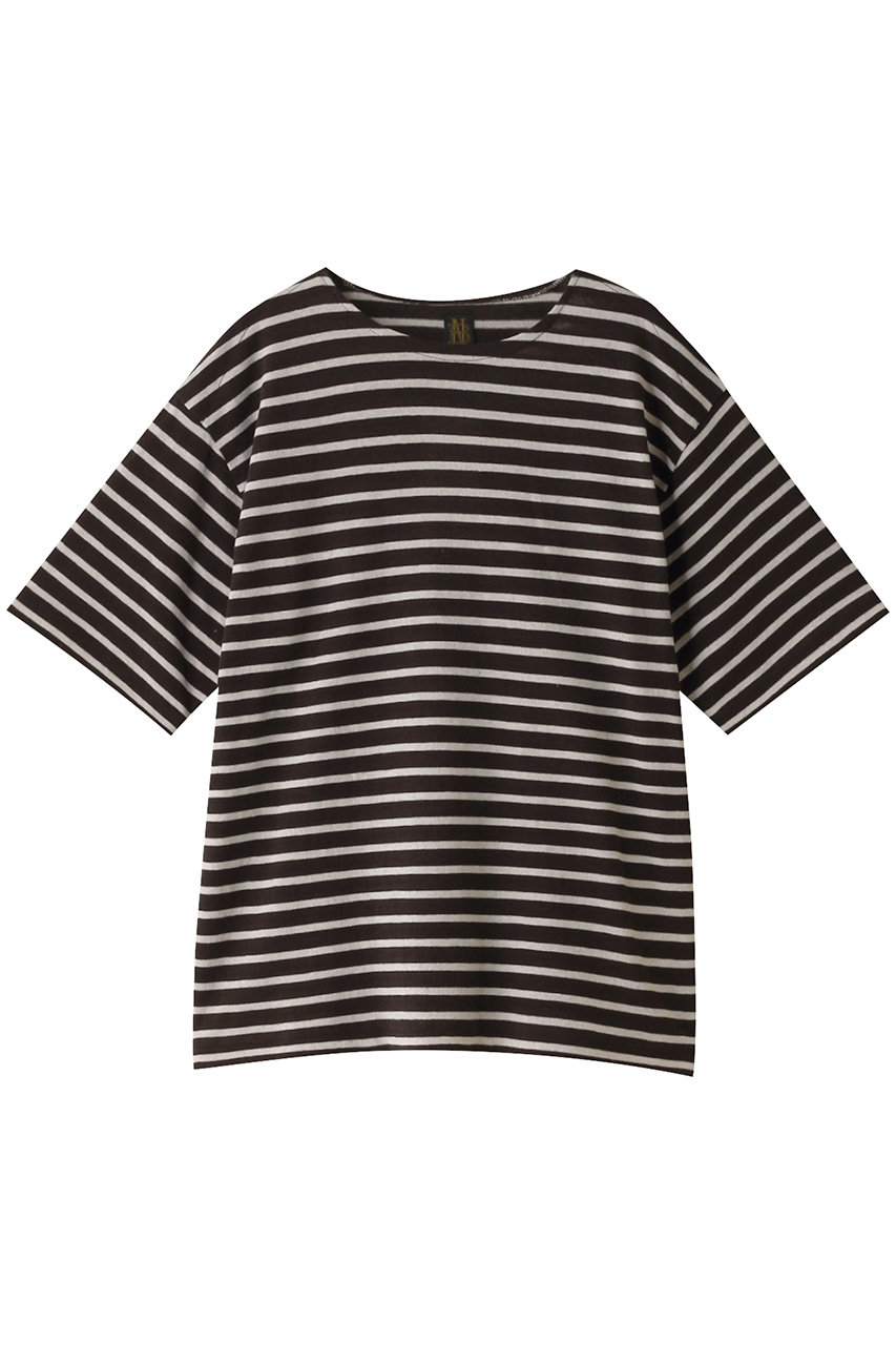 BATONER 【MEN】コットンリネンソフトバスクTシャツ (ブラウン×ナチュラル, 3) バトナー ELLE SHOP