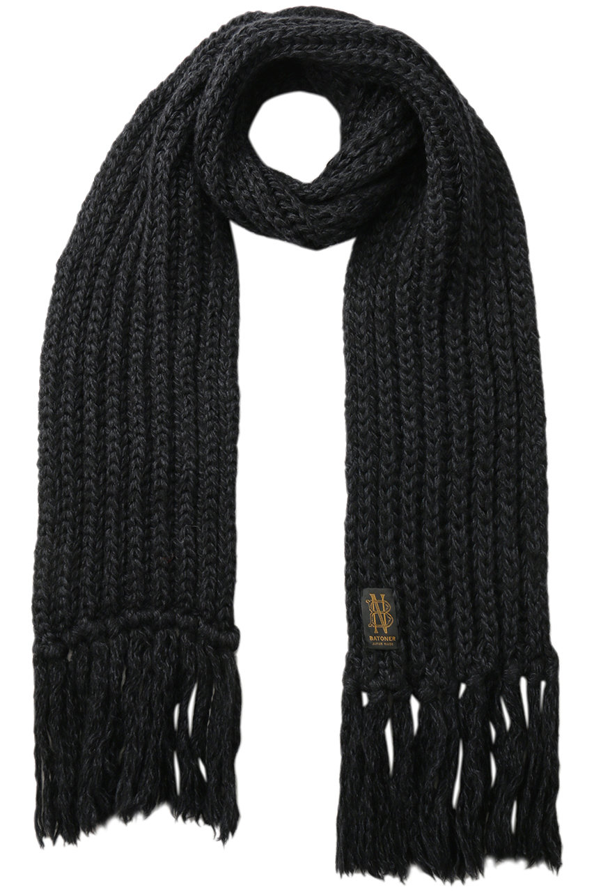 バトナー/BATONERの【UNISEX】フリンジ マフラー ショート(ブラック/BN-25FI-007)