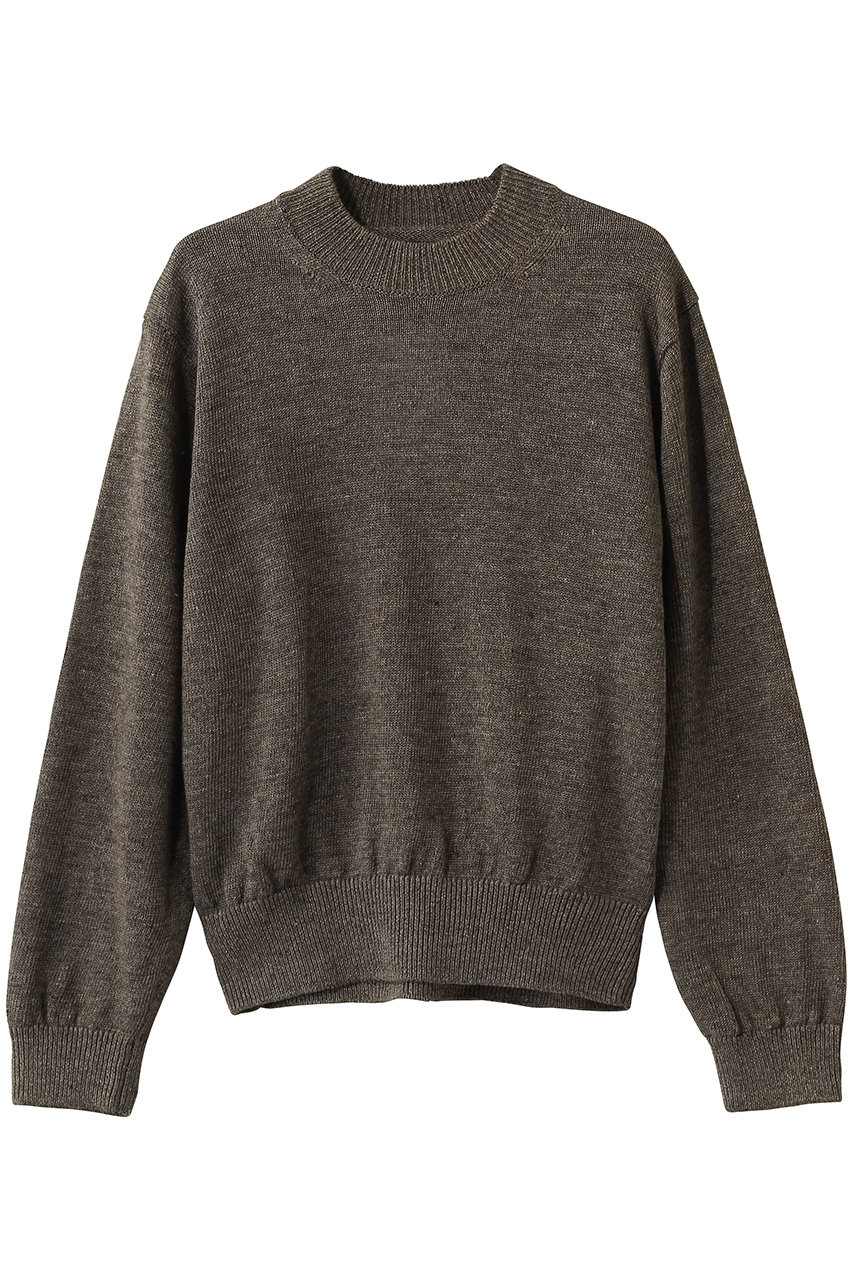 バトナー/BATONERのウォッシュドハイカウントリネン クルーネックニットプルオーバー(ブラウン/BN-26SL-013)