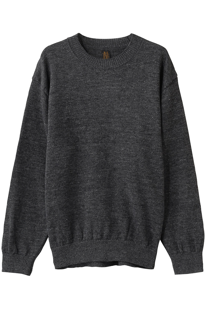 バトナー/BATONERの【MEN】ウォッシュドハイカウントリネン クルーネックニットプルオーバー(チャコール/BN-26SM-020)