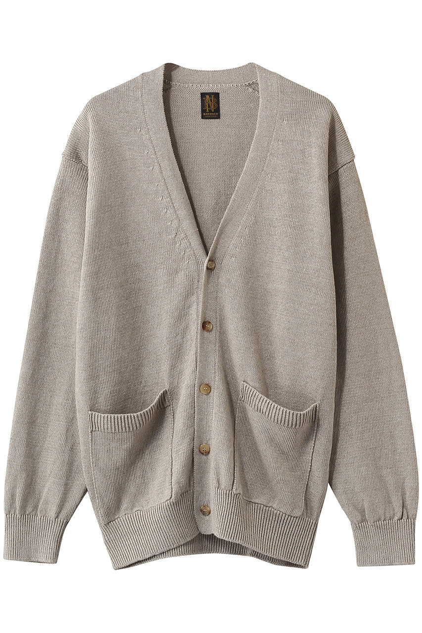 バトナー/BATONERの【MEN】ウォッシュドハイカウントリネン Vネック カーディガン(ナチュラル/BN-26SM-021)