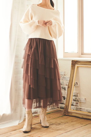 トランテアン ソン ドゥ モード/31 Sons de modeのフリルドットチュールスカート