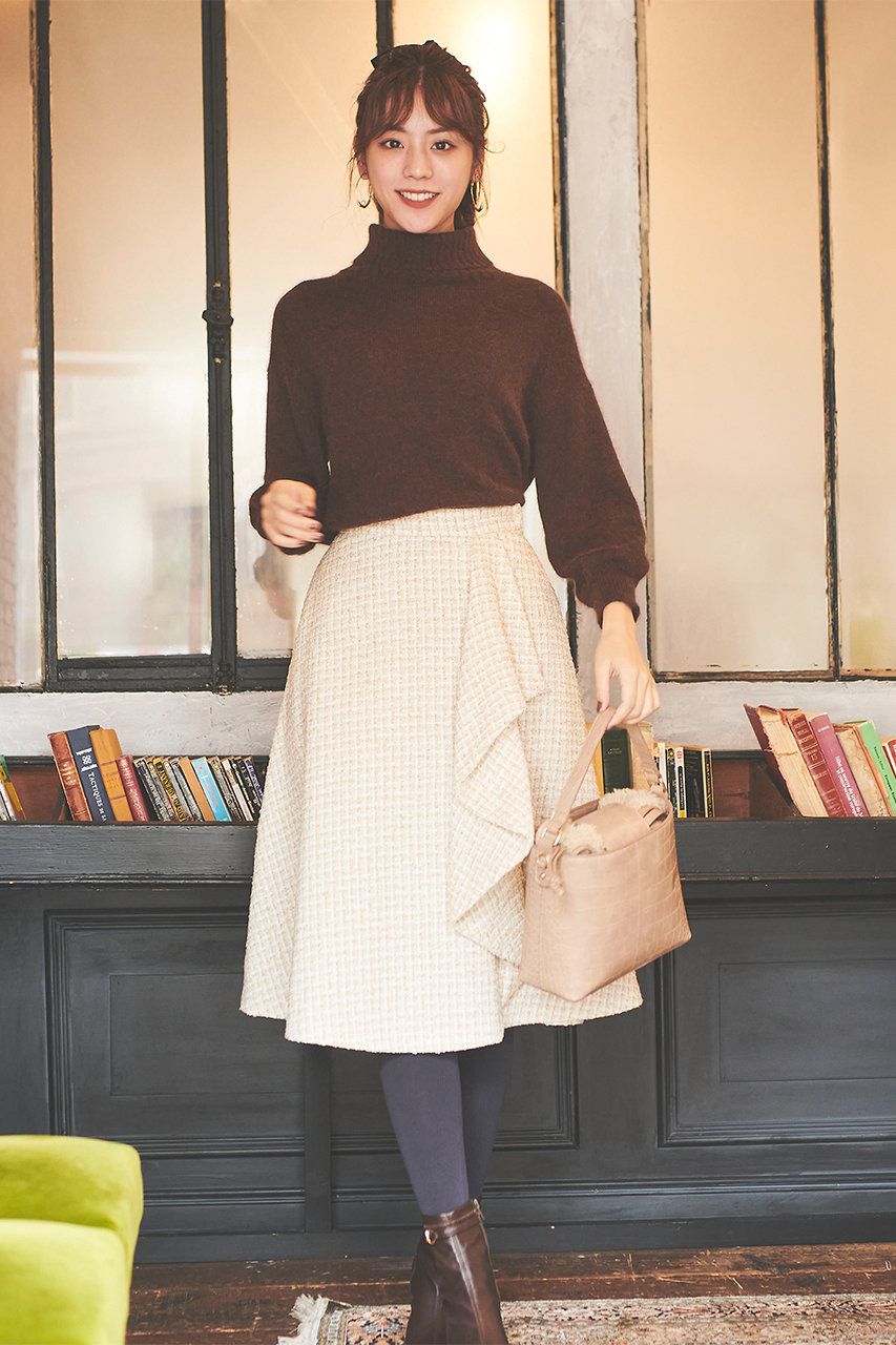 31 Sons De Mode トランテアン ソン ドゥ モード ラッフルツイードフレアスカート オフホワイト の通販 Elleshop エル ショップ