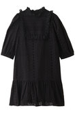 コットンレース5分袖サックワンピース